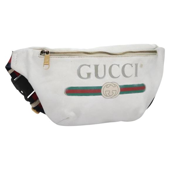 GUCCI Sherry Line Shoulder Bag Leather White Red Navy 493869 Auth nb189 - Picture 1 of 16